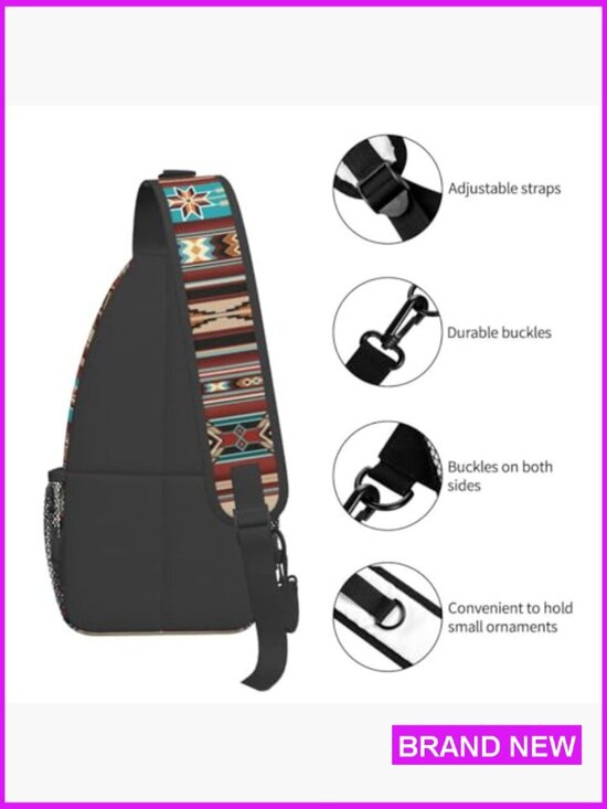 Aztec Pattern Sling Backpack Crossbody Daypack Lightweight Travel Hiking Casual main image 6